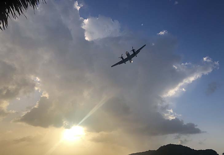 SVG Airways coming into land