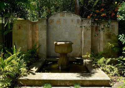 Water flowing urn in the courtyard